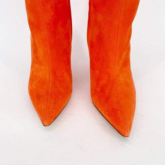 Manolo Blahnik Lina Orange Suede Knee High Pointed Toe Heeled Boot size IT 39.5 - Picture 7 of 15